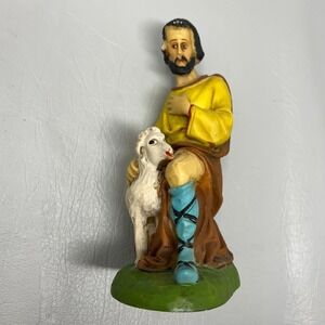 Vintage Shepherd Sheep Figurine Nativity Creche Hand Painted in Italy 6 1/2 inch